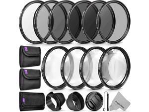 Complete Lens Filter Accessory Kit (UV, CPL, ND4, ND2, ND4, ND8 and Macro Lens Set) for Canon EOS 70D 77D 80D 90D Rebel T8i T7 T7i T6i T6s T6 SL2 SL3 DSLR Cameras
