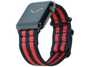 Compatible Apple Watch Bands 42mm 44mm Nylon iWatch Band Replacement Strap Woven Stripe Space Black Military Hardware For Apple Watch Series 5 4 3 2 1 Sport Nike (42 44 S/M/L RedBlack)