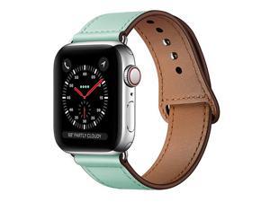 Compatible with iWatch Band 40mm 38mm Genuine Leather Replacement Band Strap Compatible with Apple Watch Series 5 4 3 2 1 38mm 40mm Mint