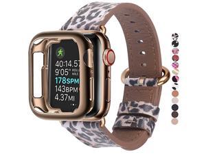 Compatible Apple Watch Band 38mm 40mm with CaseWomen Genuine Leather Strap with Bronze Gold Adapter and Buckle for iwatch Series 54321 Leopard Compatible Apple Watch Band 38mm 40mm with CaseWomen Genuine Leather Strap with Bronze Gold Adapter and Buckle for iwatch Series 54321 Leopard