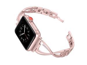 Bands Compatible Apple Watch Band 38mm 40mm Iwatch Series 6/5/4/3/2/1 SE Women Dressy Jewelry Stainless Steel Accessories Wristband Strap, Rose Gold