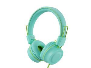 M2 Kids Headphones Wired Headphone for Kids,Foldable Adjustable Stereo Tangle-Free,3.5MM Jack Wire Cord On-Ear Headphone for Children/Teens/Girls/School/Kindle/Airplane/Plane/ (Mint Green)