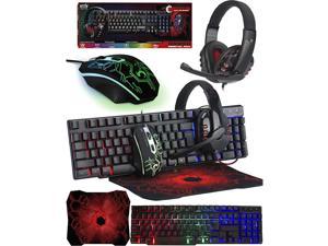 Keyboard and Mouse and Mouse pad and Headset Wired LED RGB Backlight Bundle for PC Gamers and Xbox and PS4 Users 4 in 1 Edition Hornet RX250