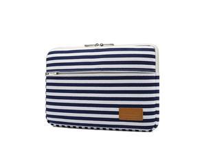 Breton Stripe Pattern 360 Degree Protective 13 inch Canvas Laptop Sleeve with Pocket 13 Inch 13.3 Inch Laptop Case