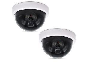 Dummy Fake Security CCTV Dome Camera with Flashing Red LED Light (SDW-2), 2 Packs, White