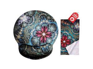Fractal Florals Ergonomic Design Mouse Pad with Wrist Rest Hand Support Round Large Mousing Area Matching Microfiber Cleaning Cloth for Glasses amp Screens Great for Gaming amp Work Fractal Florals Ergonomic Design Mouse Pad with Wrist Rest Hand Support Round Large Mousing Area Matching Microfiber Cleaning Cloth for Glasses amp Screens Great for Gaming amp Work