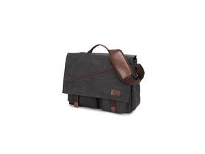 Messenger Bag for Men,Water Resistant Canvas Satchel 14 15.6 17 Inch Laptop Briefcases Business Shoulder Bookbag by