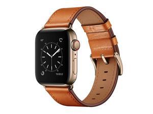 Compatible with Apple Watch Band 42mm 44mm Genuine Leather Band Replacement Strap Compatible with Apple Watch Series 5 Series 4 Series 3 Series 2 Series 1 44mm 42mm Brown Band