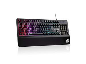 RGB Gaming Keyboard USB Wired Keyboard with Wrist RestSemi Mechanical Waterproof Keyboard 6 Mode Rainbow LED Backlit Keyboard for Gaming PC Laptop KB730 RGB Gaming Keyboard USB Wired Keyboard with Wrist RestSemi Mechanical Waterproof Keyboard 6 Mode Rainbow LED Backlit Keyboard for Gaming PC Laptop KB730