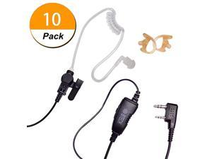 QHM07 Premium Noise Cancelling Earpiece with Inline PTT amp Microphone Includes Earmolds and Earbud with Clear Acoustic Coil Tube for BaoFeng  Kenwood Radios 10 Pack Platinum Series