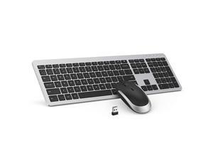 Wireless Keyboard and Mouse Combo  Full Size Slim Thin Wireless Keyboard Mouse with OnOff Switch on Both Keyboard and Mouse Black and Silver