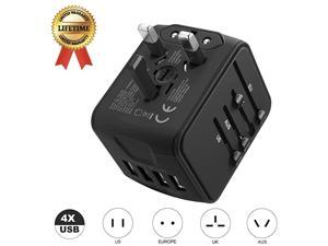 Travel Adapter Universal Power Adapter Worldwide All in One 4 USB with Electrical Plug Perfect for European US EU UK AU 160 Countries Black Travel Adapter Universal Power Adapter Worldwide All in One 4 USB with Electrical Plug Perfect for European US EU UK AU 160 Countries Black