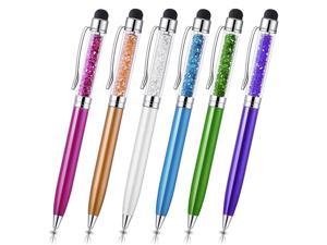 2in1 Touch Screen Stylus Pen for All Capacitive Touch Screen Device BlueGreenWhiteOrangeRosePurple Pack of 6 4074215