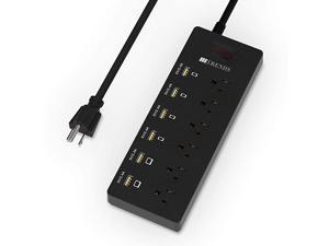 Power Strip  Surge Protector with 6 AC Outlets 6 USB Charging Ports 6 Feet Heavy Duty Extension Cord 1625W13A Multiplug for Home Office Multiple USB Devices Black