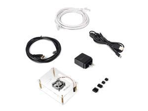 Acrylic Case with Cooling Fan Heat Sinks USBC Power Supply HDMI Cable Cat6 Cable for Raspberry Pi 4 Model B Acrylic Case with Cooling Fan Heat Sinks USBC Power Supply HDMI Cable Cat6 Cable for Raspberry Pi 4 Model B