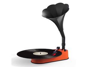 Record Player with Horn Speaker for 3345 RPM RecordsMini Gramophone Supporting Bluetooth Playback Orange Record Player with Horn Speaker for 3345 RPM RecordsMini Gramophone Supporting Bluetooth Playback Orange