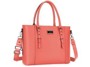 PU Leather Laptop Tote Bag for Women Up to 156 inch Living Coral
