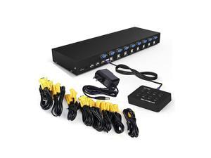 8 Port Manual Smart VGA USB KVM Switch 801UK PC Computer DVR Selector 1 KM Combo Controls 8 Hosts with Extension Switcher and 8PCS Original Cable