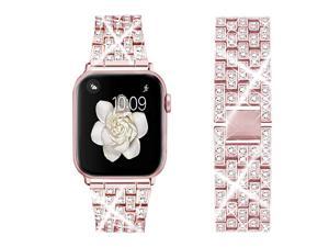 Bing Band Compatible with Apple Watch Band 42mm 44mm 38mm 40mmJewelry Replacement Metal Wristband Strap for iWatch Band Series 54321Rose Pink