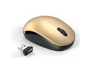 Wireless Mouse with Nano USB Receiver  Noiseless 24G Wireless Mouse Portable Optical Mice Compatible for MacBook Notebook PC Laptop Computer Black Gold