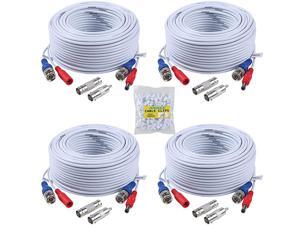 Security Camera Cable 4 30M 100ft AllinOne BNC Video Power Cables BNC Extension Wire Cord for CCTV Camera DVR Security System 4Pack White Security Camera Cable 4 30M 100ft AllinOne BNC Video Power Cables BNC Extension Wire Cord for CCTV Camera DVR Security System 4Pack White