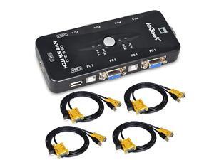 KVM Switch Box 4 Port PC Monitor Switches Box + 4 x USB VGA Cables for ComputerKeyboardMouse Monitor Plug and Play KVM Switch Box 4 Port PC Monitor Switches Box + 4 x USB VGA Cables for ComputerKeyboardMouse Monitor Plug and Play