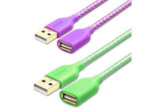 USB Extension Cable 2 Pack 6 FT183M Braided USB 20 Extension Cable Extender Cord A Male to A Female with GoldPlated Connector for Keyboard Mouse Printer Game Controller Purple Green USB Extension Cable 2 Pack 6 FT183M Braided USB 20 Extension Cable Extender Cord A Male to A Female with GoldPlated Connector for Keyboard Mouse Printer Game Controller Purple Green