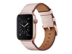 Compatible with Apple Watch Band 42mm 44mm Genuine Leather Band Replacement Strap Compatible with Apple Watch Series 5 4 3 2 1 44mm 42mm Pink Sand Band  Rose Gold Adapter