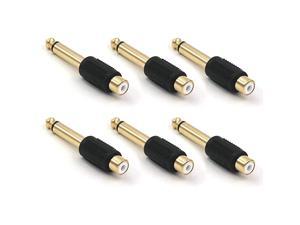 RCA to 1/4" Audio Adapter, 6.35mm Mono Plug Male to RCA Female Connectors 6-Pack