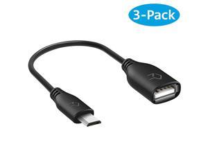 Micro USB Male to USB 20 Female Adapter OnTheGo OTG Convertor Cable 3Pack Black