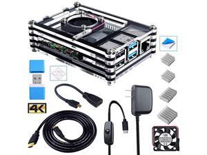 Case for Raspberry Pi 4 Model B Case with Fan 4PCS Heatsinks 5V 3A USBC Power Supply USB Card Reader 6 Feet Micro HDMI Cable 6 Inch Micro HDMI to HDMI Adapter Cable 4K Ultra HD Case for Raspberry Pi 4 Model B Case with Fan 4PCS Heatsinks 5V 3A USBC Power Supply USB Card Reader 6 Feet Micro HDMI Cable 6 Inch Micro HDMI to HDMI Adapter Cable 4K Ultra HD