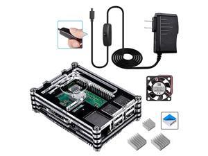 Raspberry Pi 3 B+ Case with Fan 5V 3A Power Supply and 3 Heat Sinks for Raspberry Pi 3 Model B+ B Plus 3B 2B Raspberry Pi 3 B+ Case with Fan 5V 3A Power Supply and 3 Heat Sinks for Raspberry Pi 3 Model B+ B Plus 3B 2B