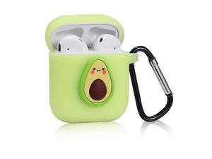 Small Avocado Case for Airpods 12Cute Character Silicone 3D Funny Cartoon Airpod CoverSoft Kawaii Fun Cool Fruit Skin Kits with CarabinerUnique Cases for Girls Kids Teens Women Air pods