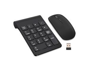 Wireless Numeric Keypad,  Mini 2.4G 18 Keys Number Pad, Portable Silent Financial Accounting Numeric Keypad Keyboard Extensions with Wireless Mouse for Laptop, PC, Desktop, Notebook(Black)