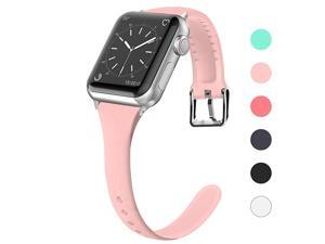 Compatible for Apple Watch Band 38mm 40mm 42mm 44mm, Silicone Slim Women iWatch Bands Wristband Compatible for Apple Watch Series 4 3 2 1 (Pink, 38mm/40mm) Compatible for Apple Watch Band 38mm 40mm 42mm 44mm, Silicone Slim Women iWatch Bands Wristband Compatible for Apple Watch Series 4 3 2 1 (Pink, 38mm/40mm)