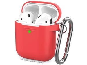 Upgrade AirPods Case Protective Cover Front LED Visible Silicone Compatible with Apple AirPods 2 and 1Red