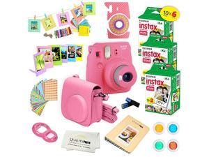Instax Mini 9 Instant Camera Flamingo Pink w Instax Mini 9 Instant Films 60 Pack + A14 Pc Deluxe Bundle for  Instax Mini 9 Camera