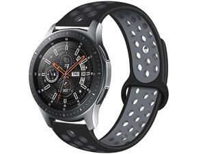 Samsung Gear S3 FrontierSamsung Galaxy Watch 46mm Bands22mm Silicone Breathable Replacement Strap QuickRelease Pin for Gear S3 Frontier Smart Watch BlackGrey