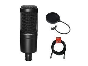 AT2020 Condenser Studio Microphone Bundle with Pop Filter and XLR Cable