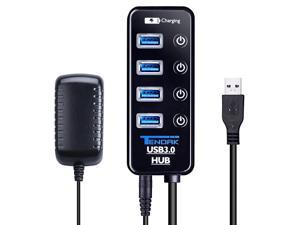 USB 30 Hub  USB Hub with 4 USB 30 Data Ports + 1 USB Smart Charging Port and Power Supply Adapter with Individual OnOff Port Switches for PS4 Pro PS4 Slim Xbox One