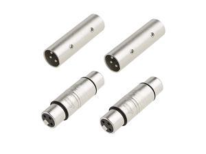 2Pair XLR Male to Male XLR Female to Female 3PIN Adapter Connector Compatible MicrophoneMixerSilver