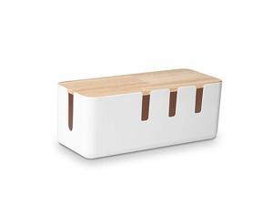 Cable Management Box by , 12x5x4.5 inches, Wood Lid, Cord Organizer for Desk TV Computer USB Hub System to Cover and Hide & Power Strips & Cords Cable Management Box by , 12x5x4.5 inches, Wood Lid, Cord Organizer for Desk TV Computer USB Hub System to Cover and Hide & Power Strips & Cords
