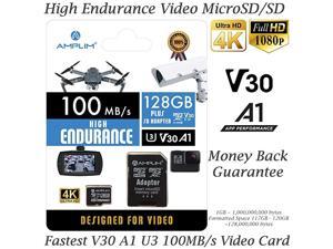 128GB Micro SD Card, MicroSD Memory Plus Adapter, Extreme High Speed MicroSDXC SDXC U3 Class 10 V30 UHS-I TF Nintendo-Switch, Go Pro Hero, Surface, Phone Galaxy, Camera Security Cam, Tablet