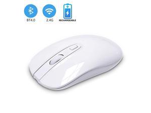 Wireless Bluetooth Mouse  Rechargeable Cordless Mouse Dual Mode 4024G Slim Ergonomic Mouse for Laptop with USB Nano Receiver 3 Adjustable DPI 240016001200 DualMode White