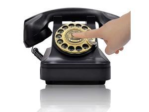 Retro Rotary Landline Phone for Home Vintage Rotary Dial Phone Old Fashion Telephone Corded Phone with Hands Free FunctionRetro Black Retro Rotary Landline Phone for Home Vintage Rotary Dial Phone Old Fashion Telephone Corded Phone with Hands Free FunctionRetro Black