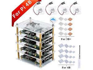 Raspberry Pi Cluster Case for Raspberry Pi 4 Model B Raspberry Pi Case with Cooling Fan and Raspberry Pi Heatsink for Raspberry Pi 3 Model B+ Raspberry Pi 32 Model B