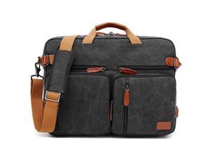 156Inches Convertible Backpack Messenger Bag Shoulder bag Laptop Case Handbag Business Briefcase Multifunctional Travel Rucksack Fits 156 Inch Laptop For MenWomen Cancas Black
