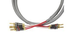 Canare 4S11 Speaker Cable with Welded Locking Bananas BiWire Terminations Grey Jacket 6 Foot Single Cable for one Speaker Assembled in The USA Canare 4S11 Speaker Cable with Welded Locking Bananas BiWire Terminations Grey Jacket 6 Foot Single Cable for one Speaker Assembled in The USA