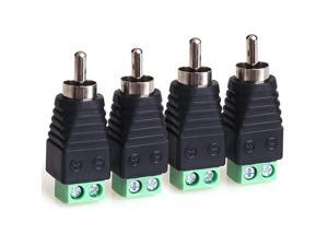 RCA Cable Audio Adapter Phono RCA Male Plug to AV Screw Terminal AudioVideo Speaker Wire connectors Solderless Adapter Solder Free RCA Male4pack