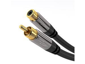 RCA Extension Cable Cord 3 feet short 1 RCA Female to 1 RCA Male Subwoofer Mono Audio Video Cable Digital amp Analogue Double Shielded Pro Series by